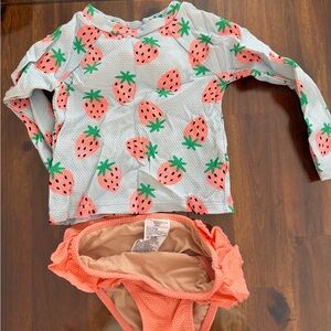 Old Navy Kids Rashguard Set - Green and Orange Strawberry Print